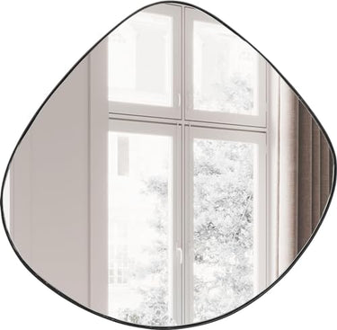Kare Design Spiegel Göteborg, Spiegel mit schwarzem Rahmen, asymmetrischer Spiegel, leichte Wandmontage, Spiegel für Flur und Wohnzimmer, (H/B/T) 90x93x1,5cm, Schwarz im Sale